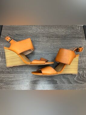 Old Navy Tan-Orange Leather Wedge Sandals